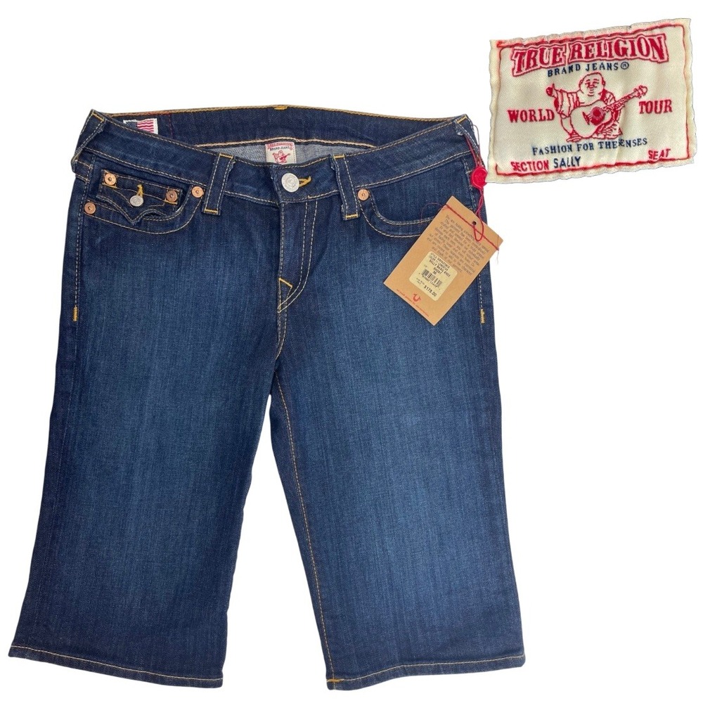 NEW TRUE RELIGION Womens (30") Sally Bermuda Denim‎ Knee Shorts Jorts ($178) USA